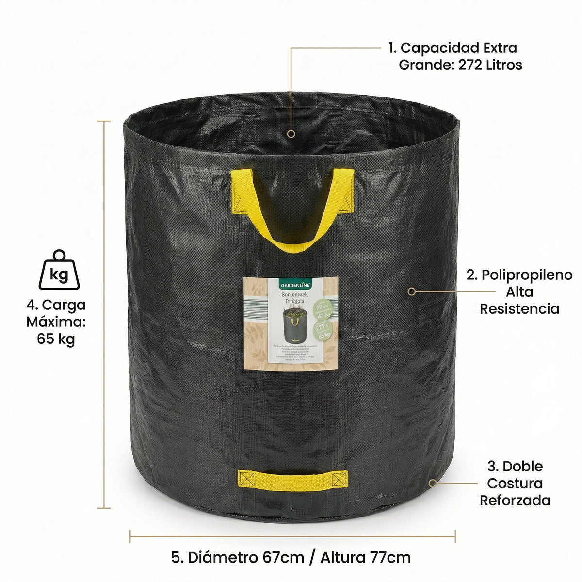 Saco de Jardín Gardenline 272L Negro