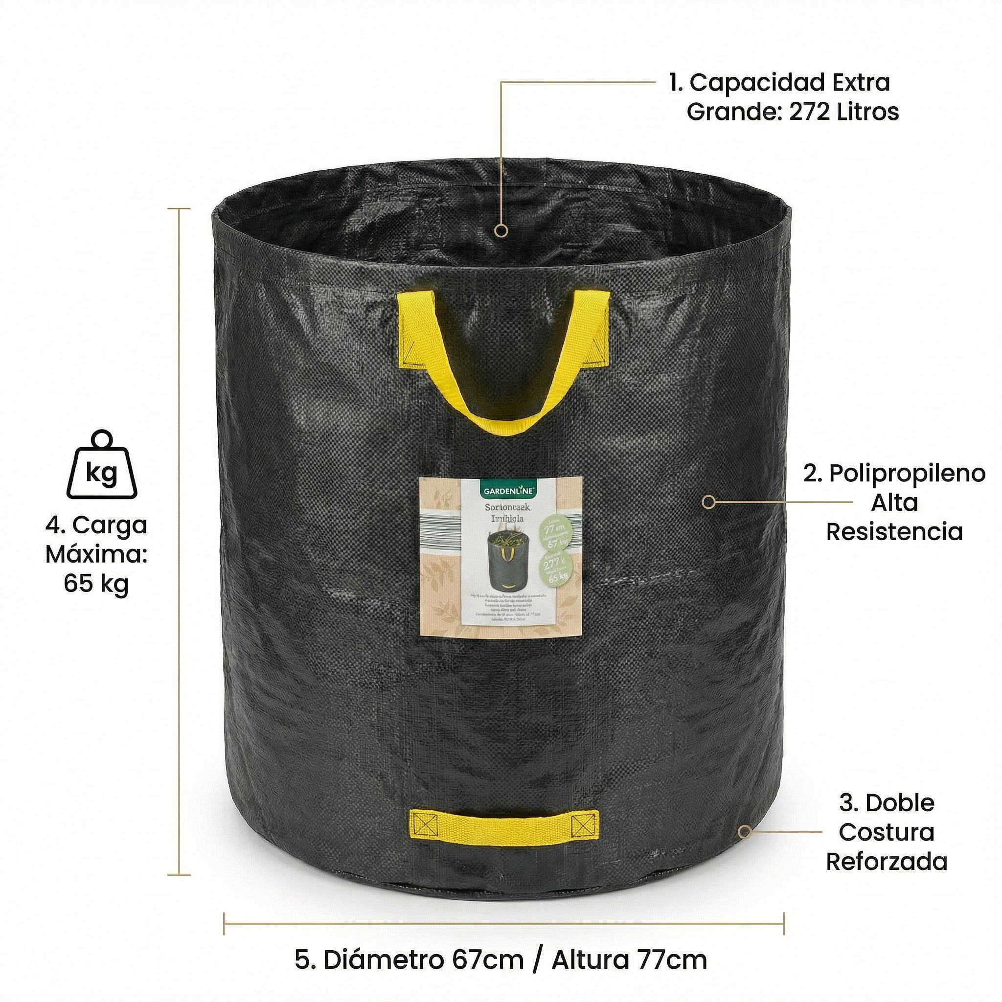 Saco de Jardín Gardenline 272L Negro