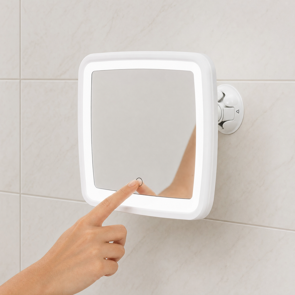Espejo Cosmético LED Ambiano con Ventosa y Aumento 5x