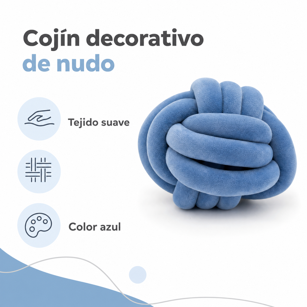 Cojín Decorativo de Nudo Azul