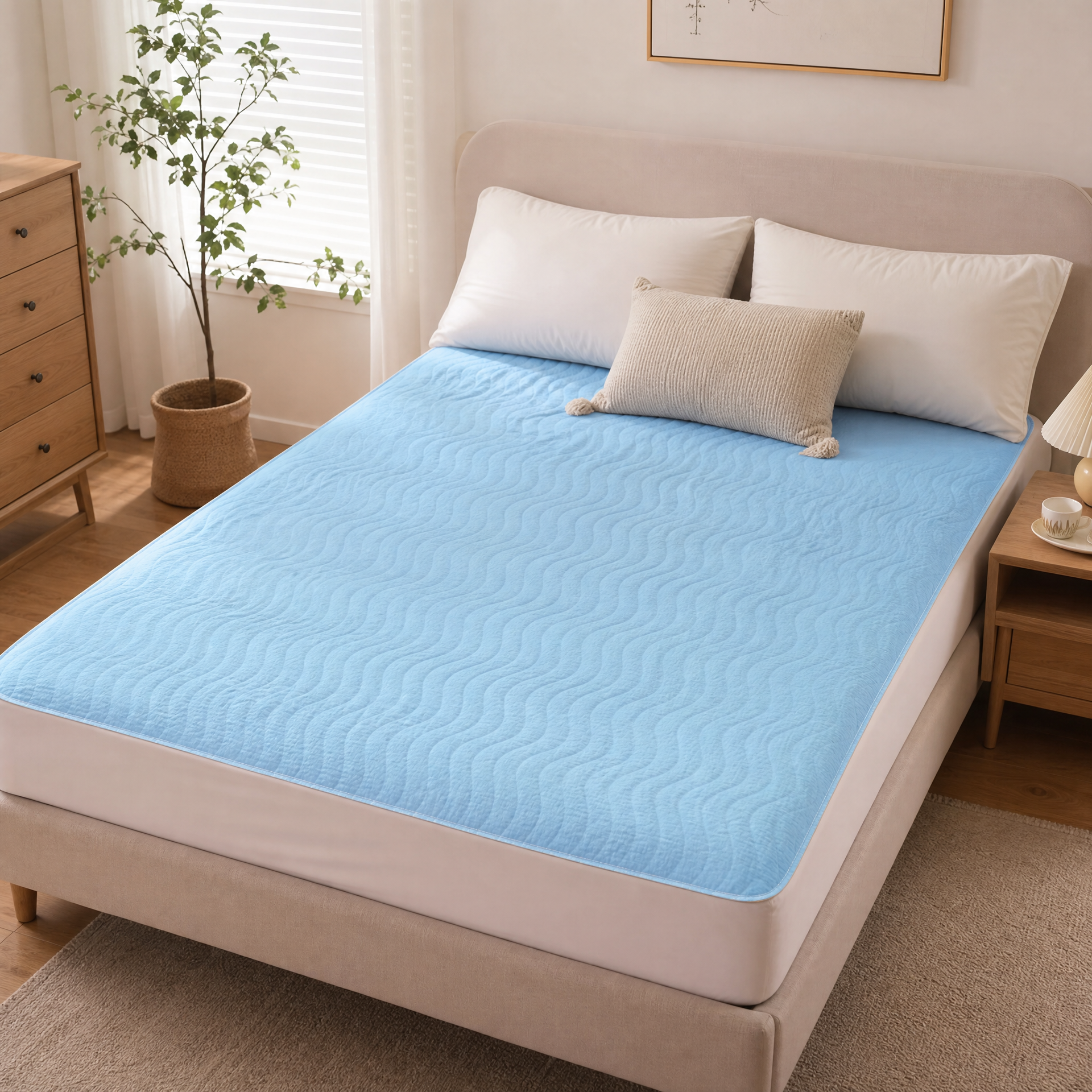 Novitesse Protector Colchon Acolchado Azul