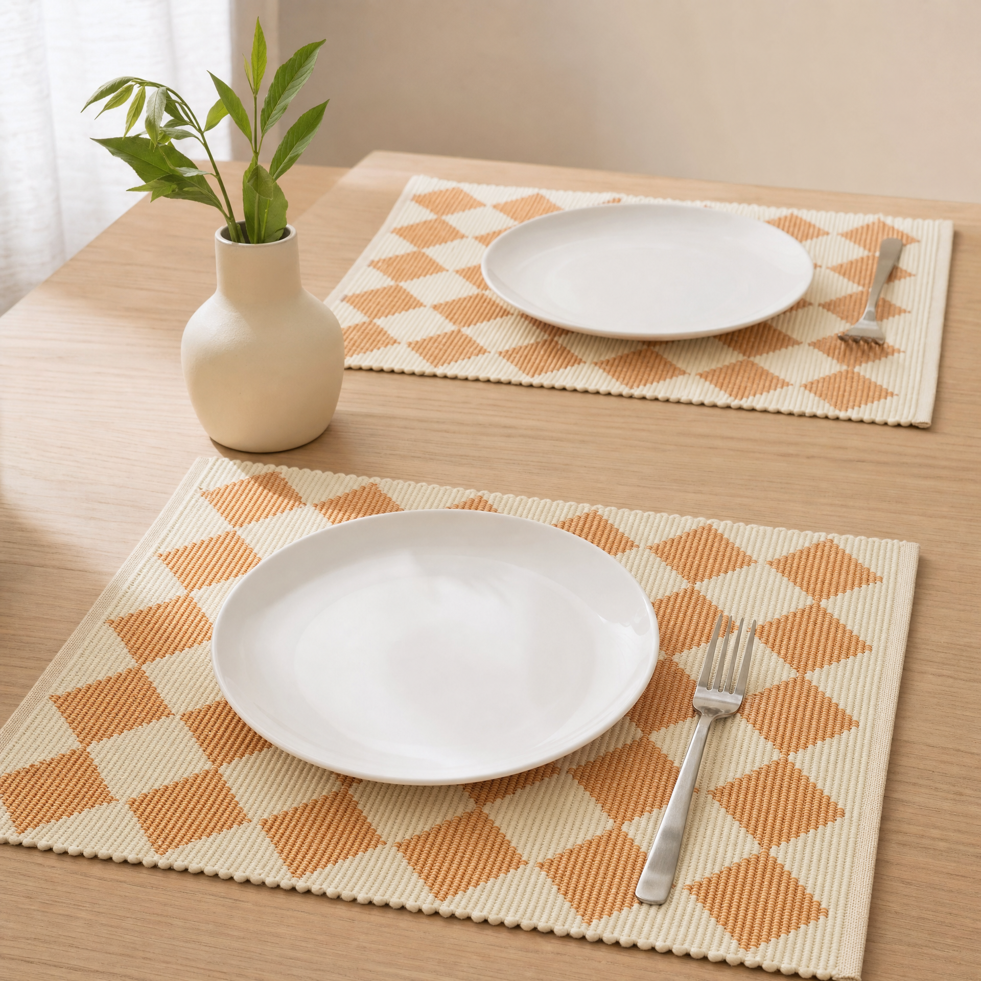 Home Creation Set de 2 Manteles Individuales Naranja y Crema 35 × 50 cm
