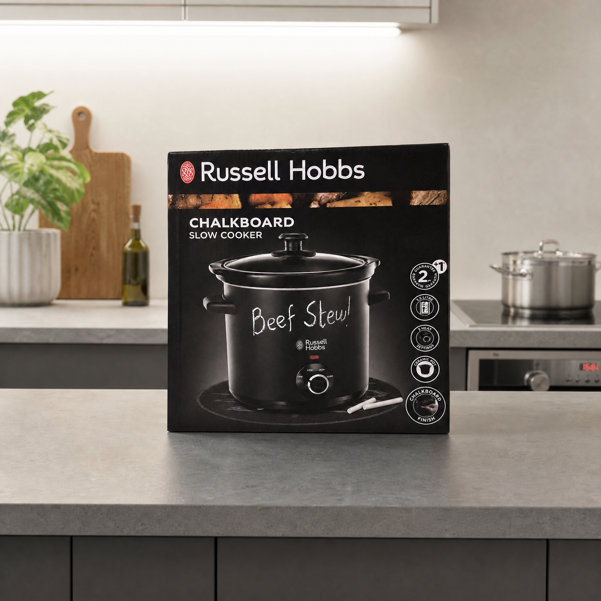 Russell Hobbs Olla de cocción lenta Chalkboard acabado pizarra negro mate