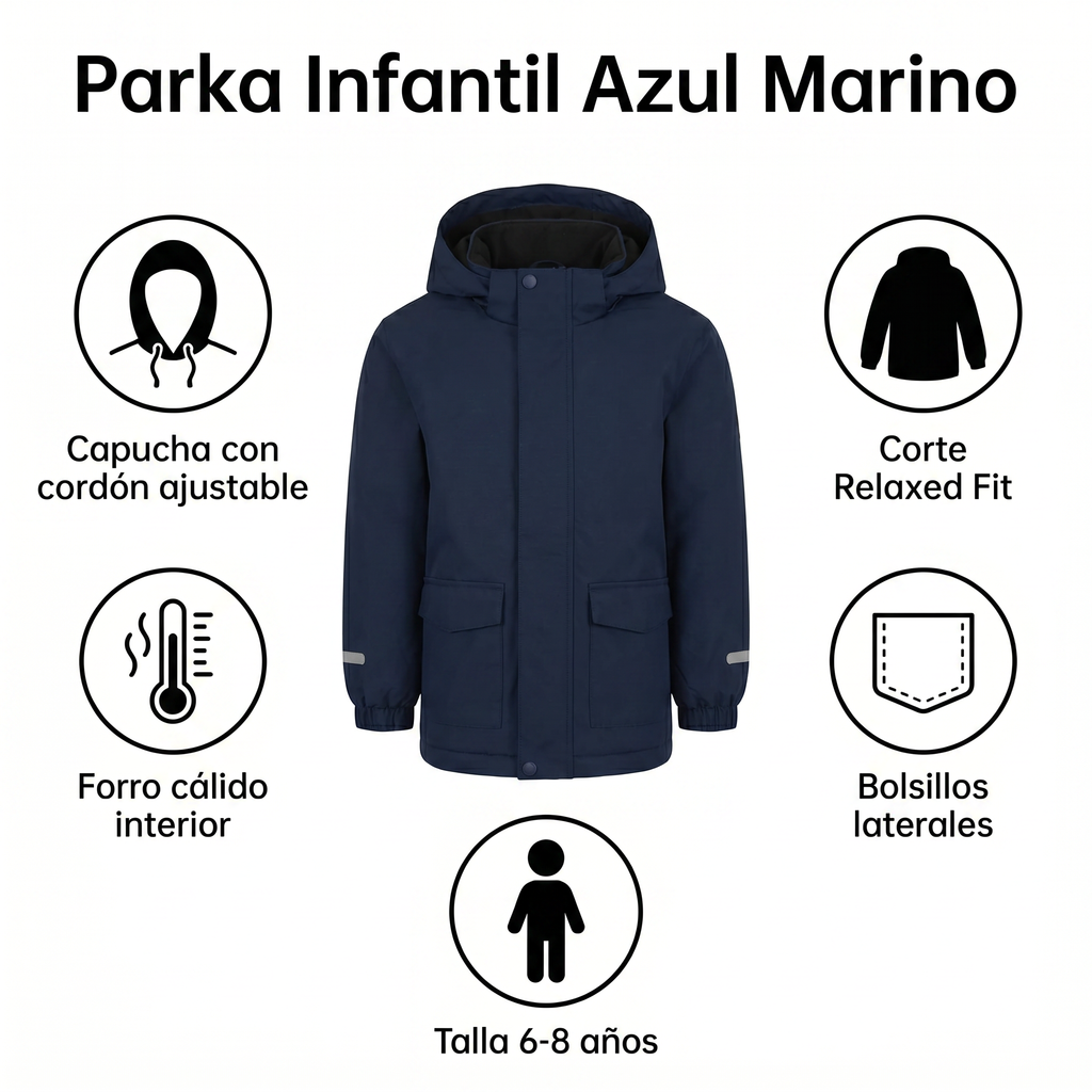 Parka Infantil Azul Marino Lily & Dan