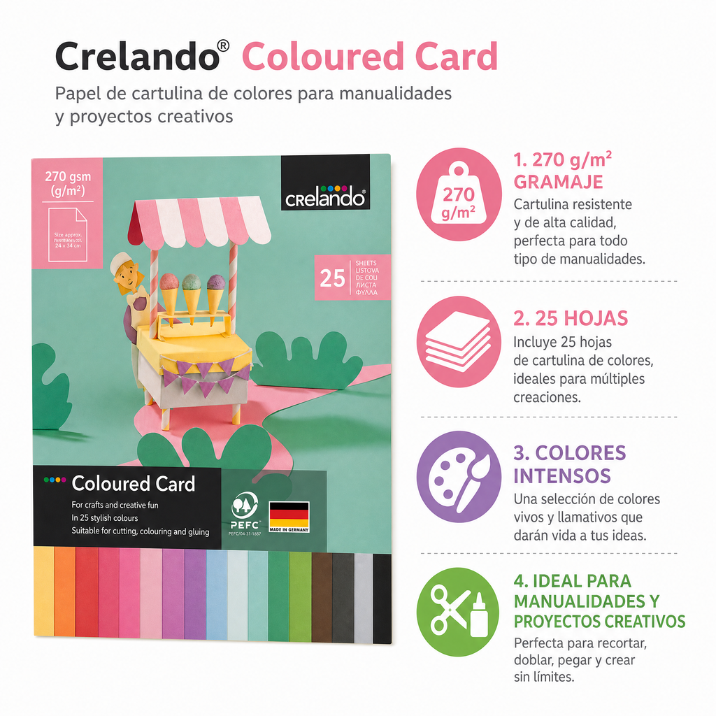 Crelando Bloc Cartulinas 270g/m2 25 Hojas