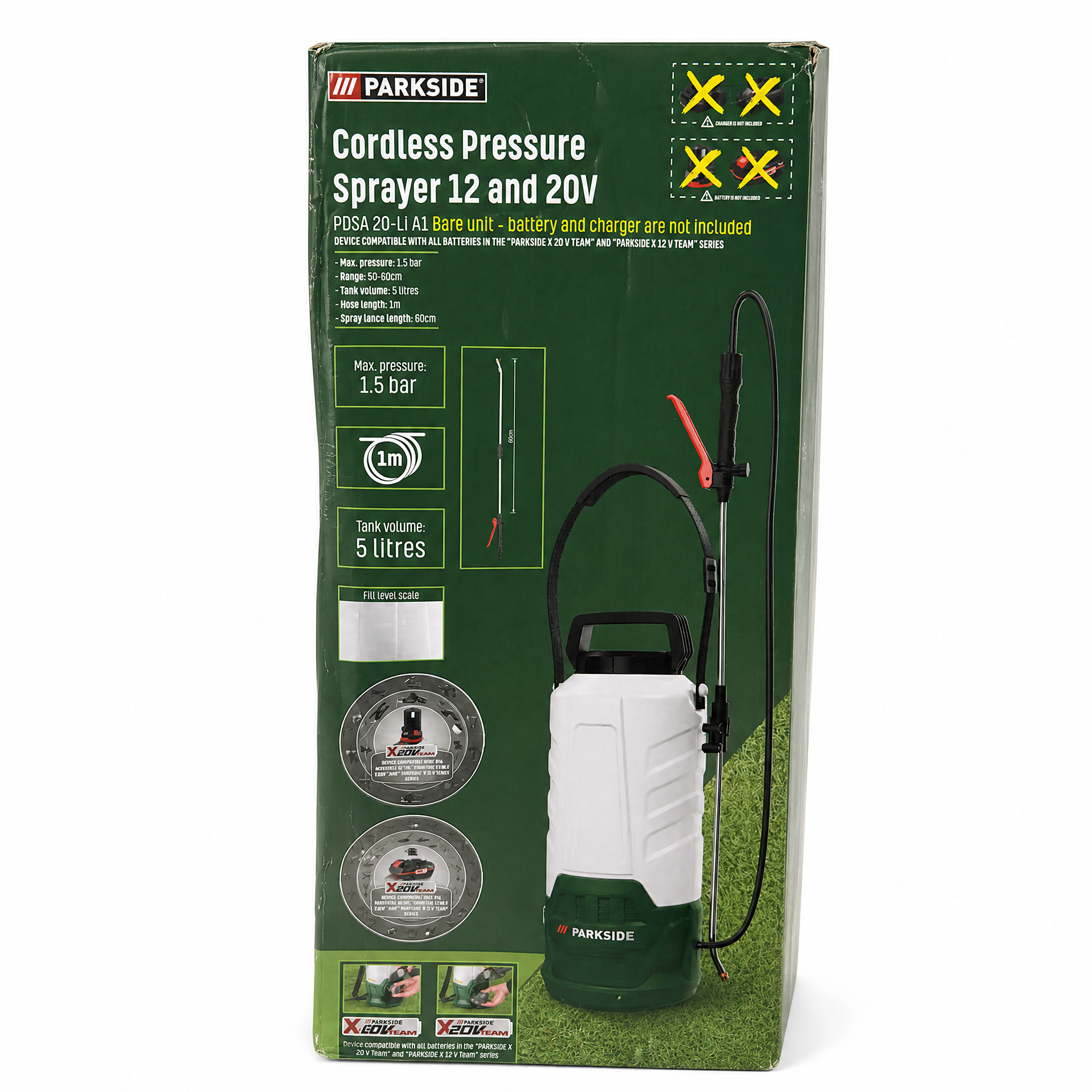 Parkside Pulverizador a presión inalámbrico 12/20 V 5 litros
