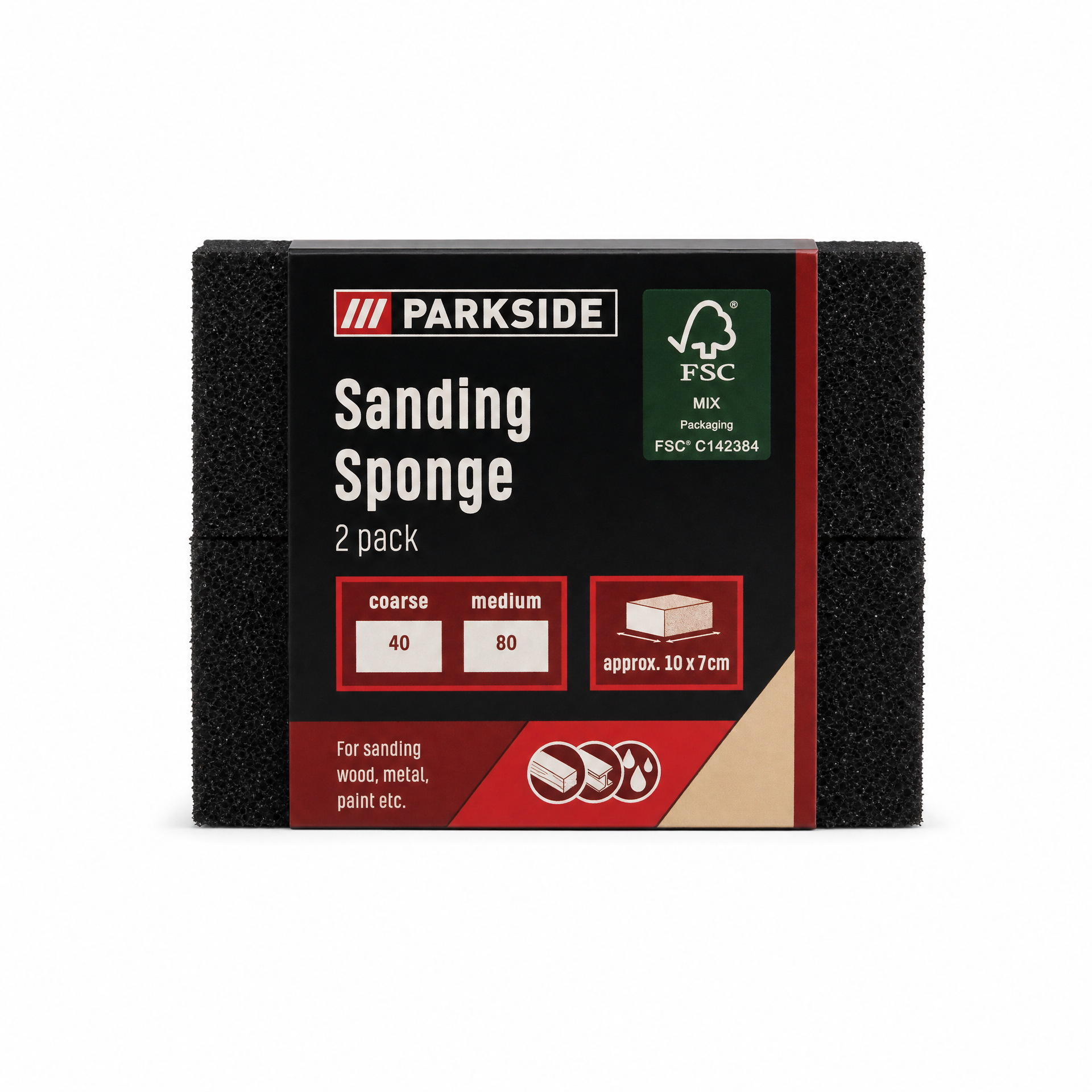 PARKSIDE Esponjas de Lijado Grano 40 y 80, Pack de 2