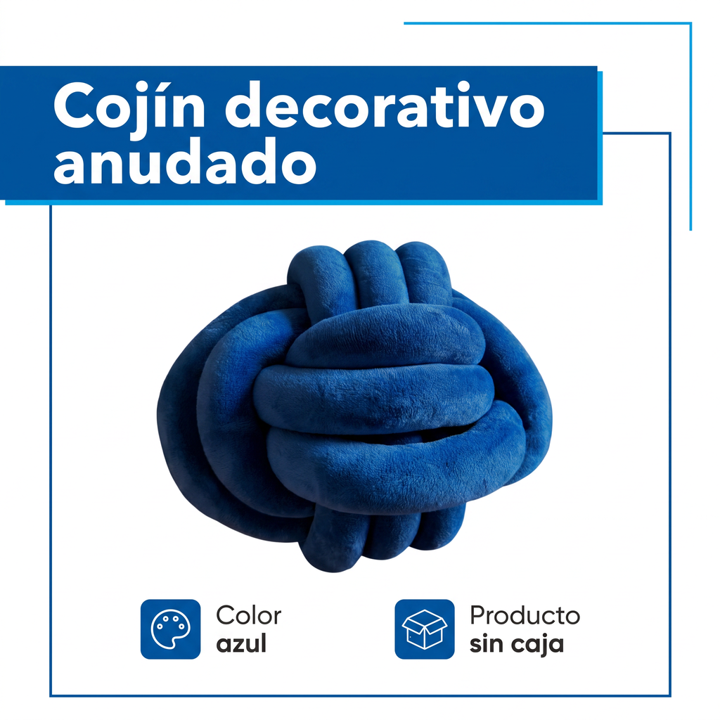 Cojín Decorativo Anudado Azul — Sin Caja
