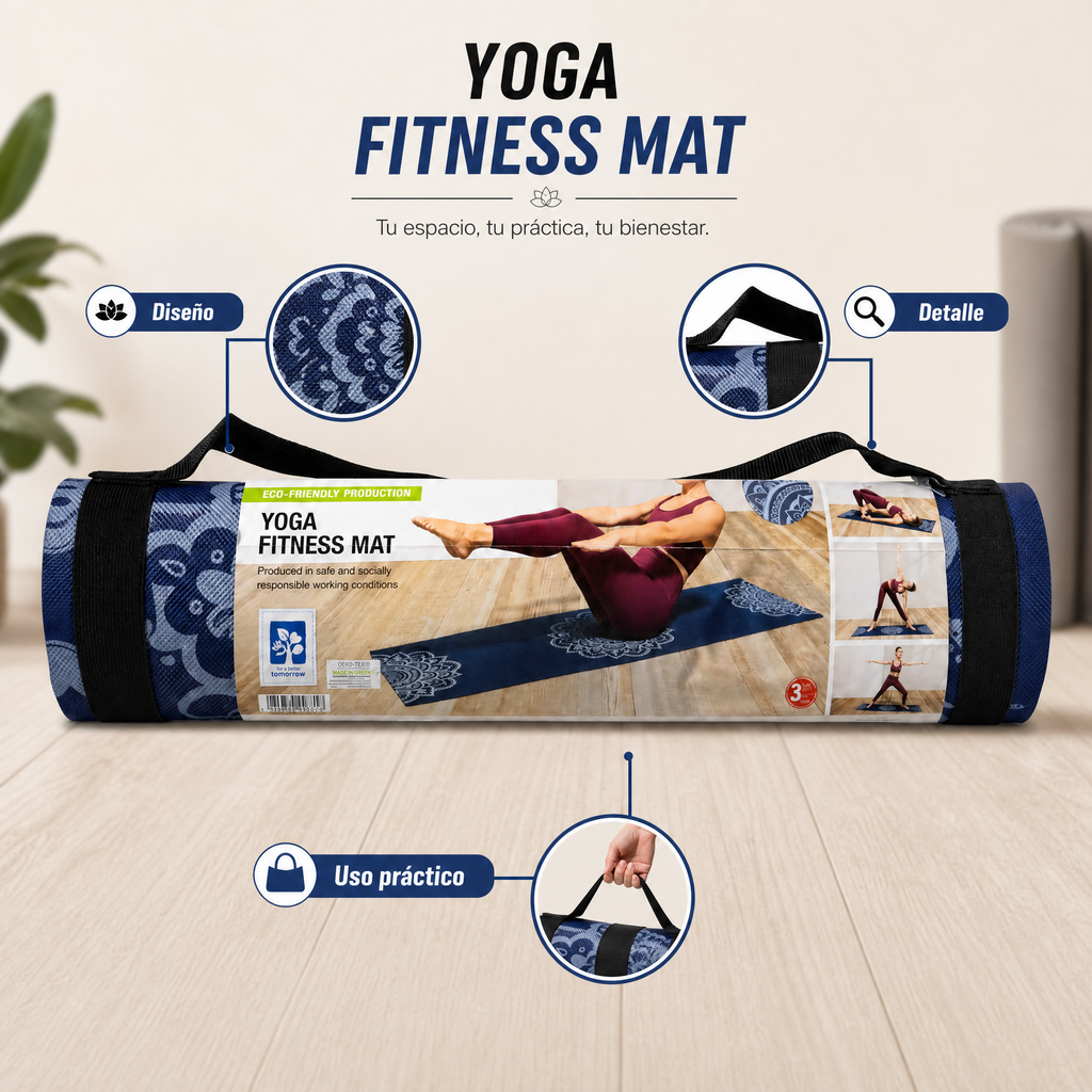Esterilla de yoga y fitness ligera, cómoda y antideslizante
