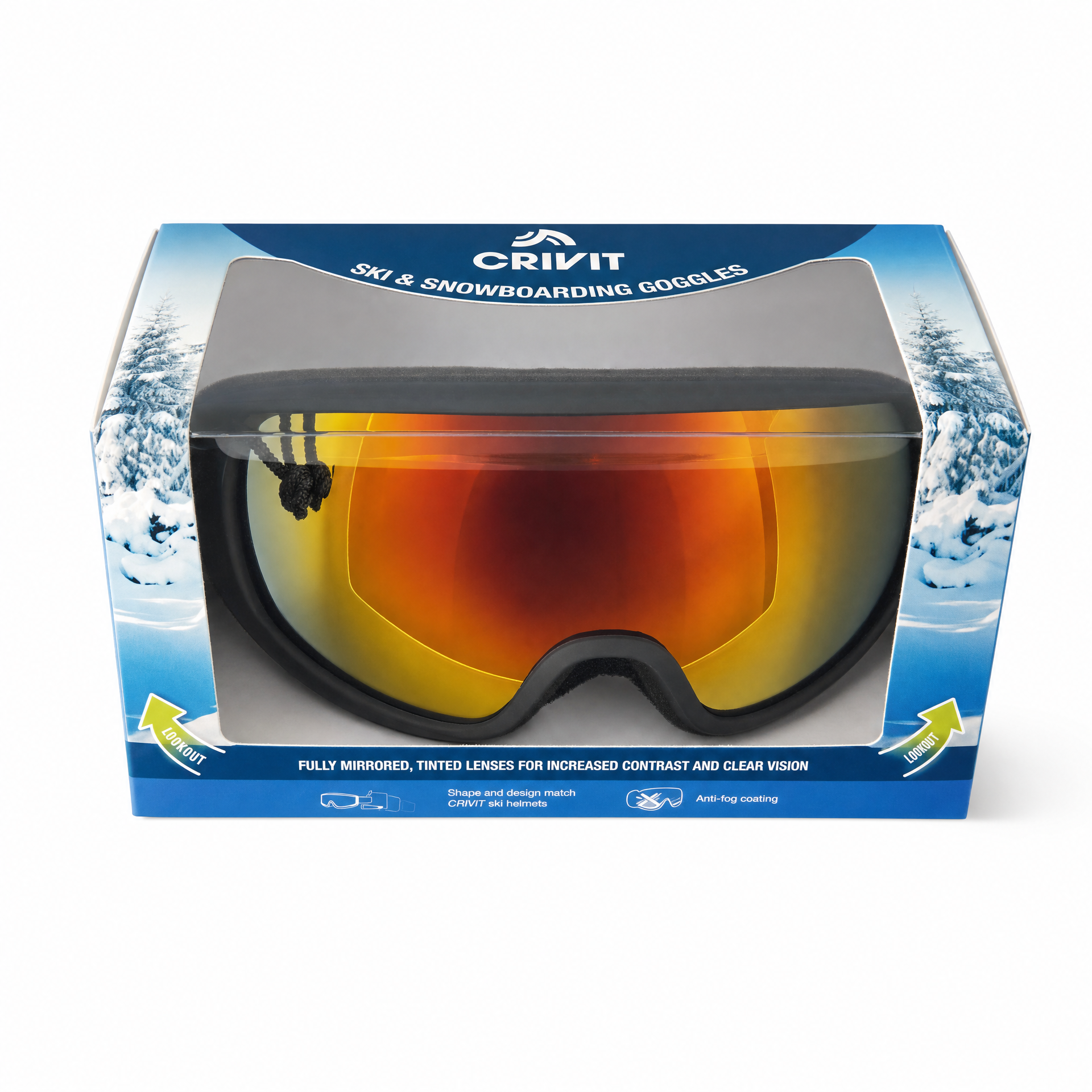 Crivit Gafas de esquí y snowboard con lente espejada y revestimiento antivaho
