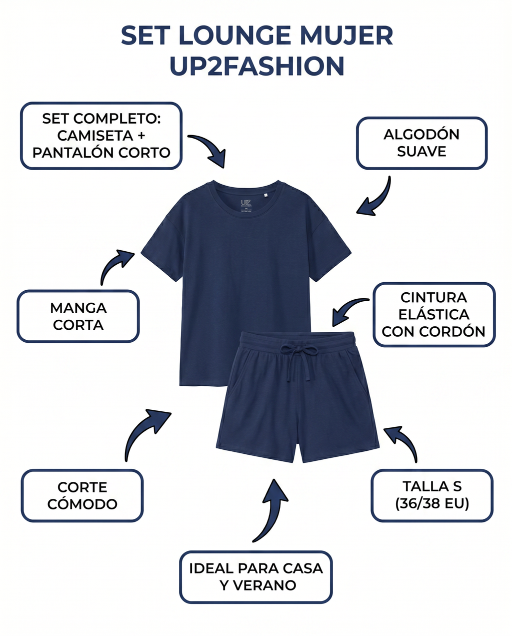Set Lounge Mujer Up2Fashion — Azul Marino