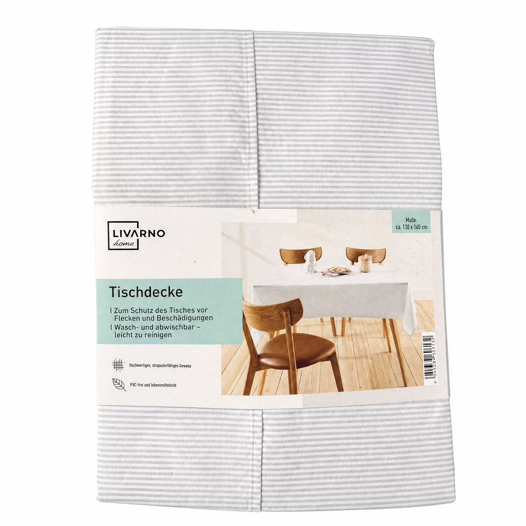 Livarno Home Mantel a rayas grises tejido práctico
