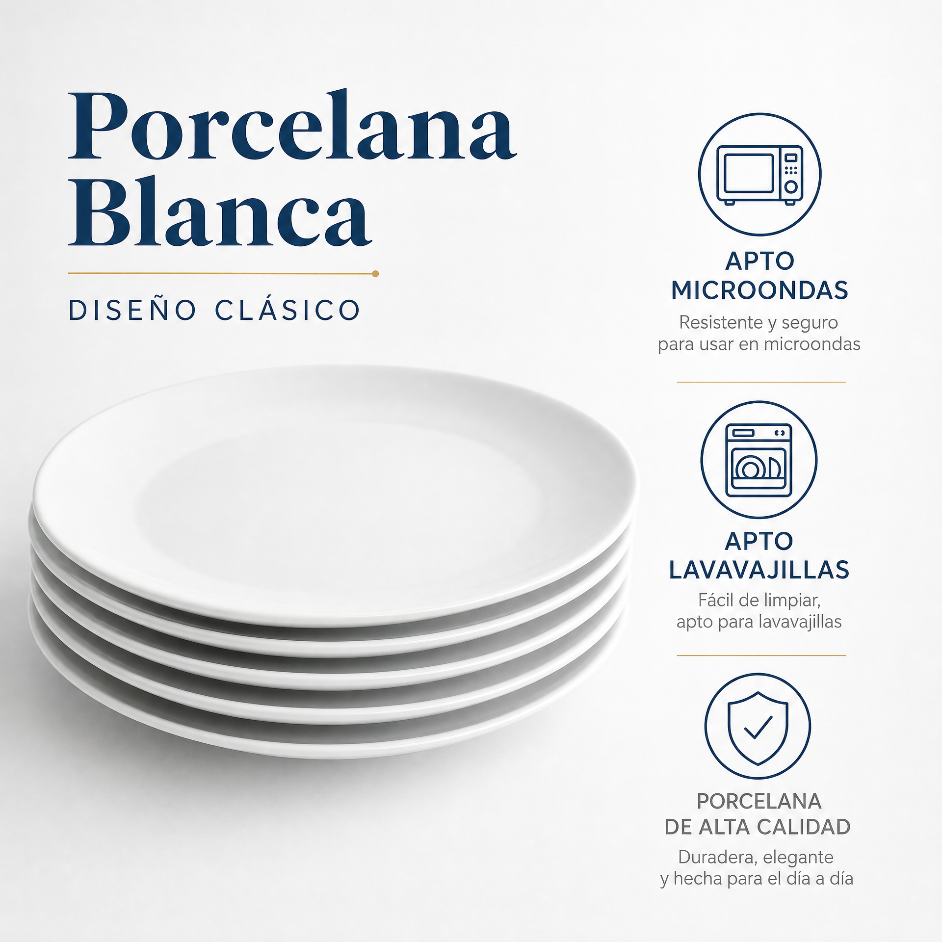 Set Platos Porcelana Blanca