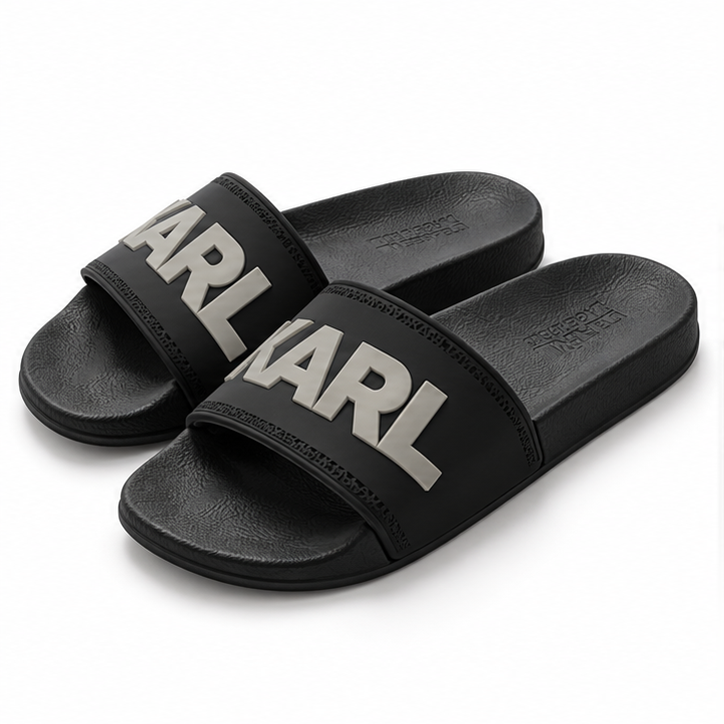 Chanclas Karl Lagerfeld KL70004N negras talla 40 sobre fondo blanco