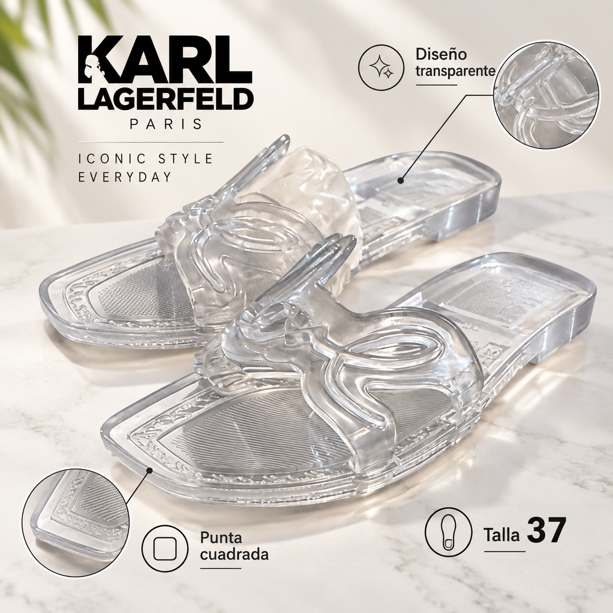 Características de las sandalias Karl Lagerfeld KL800008B talla 37