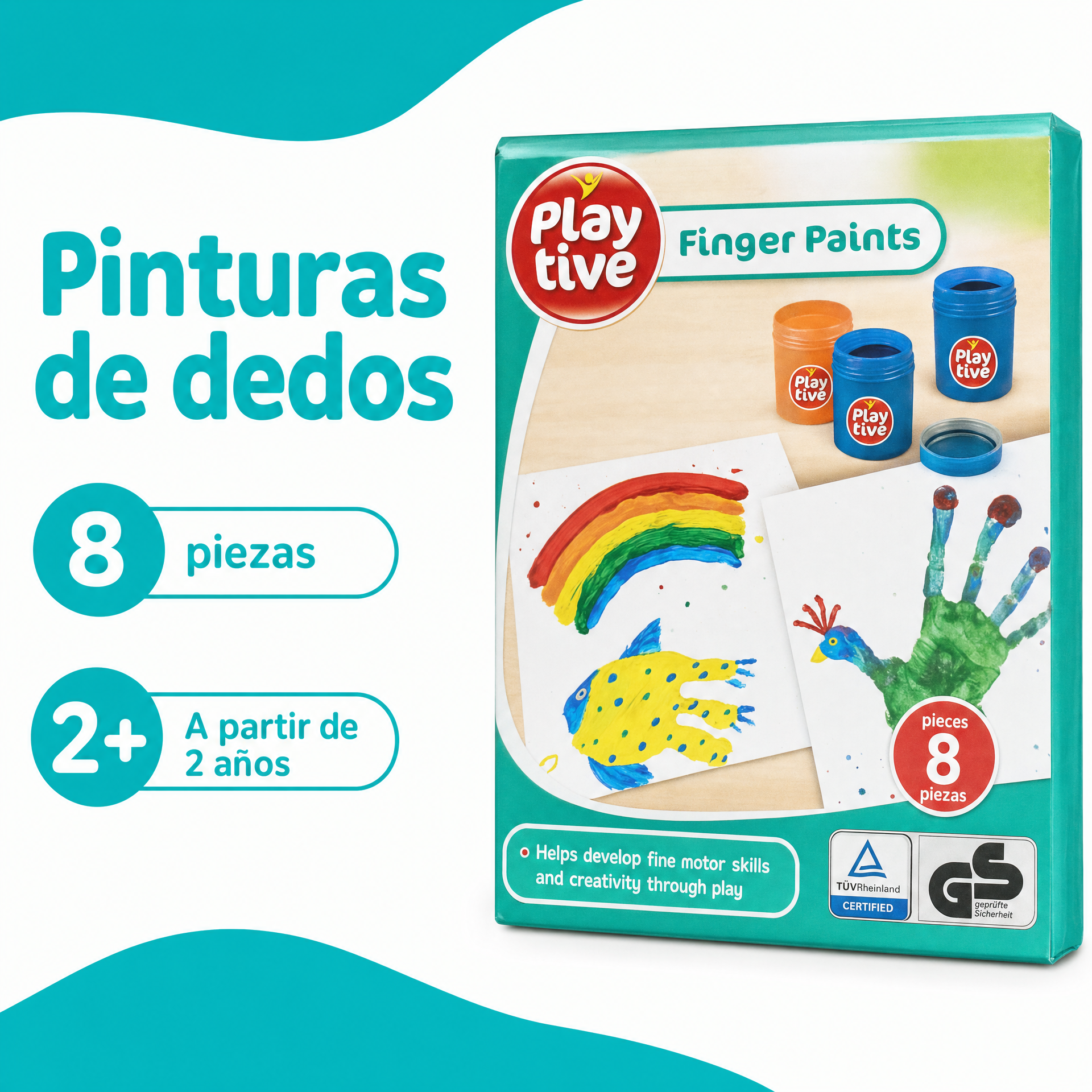 Playtive Set de Pinturas de Dedos - 8 Piezas