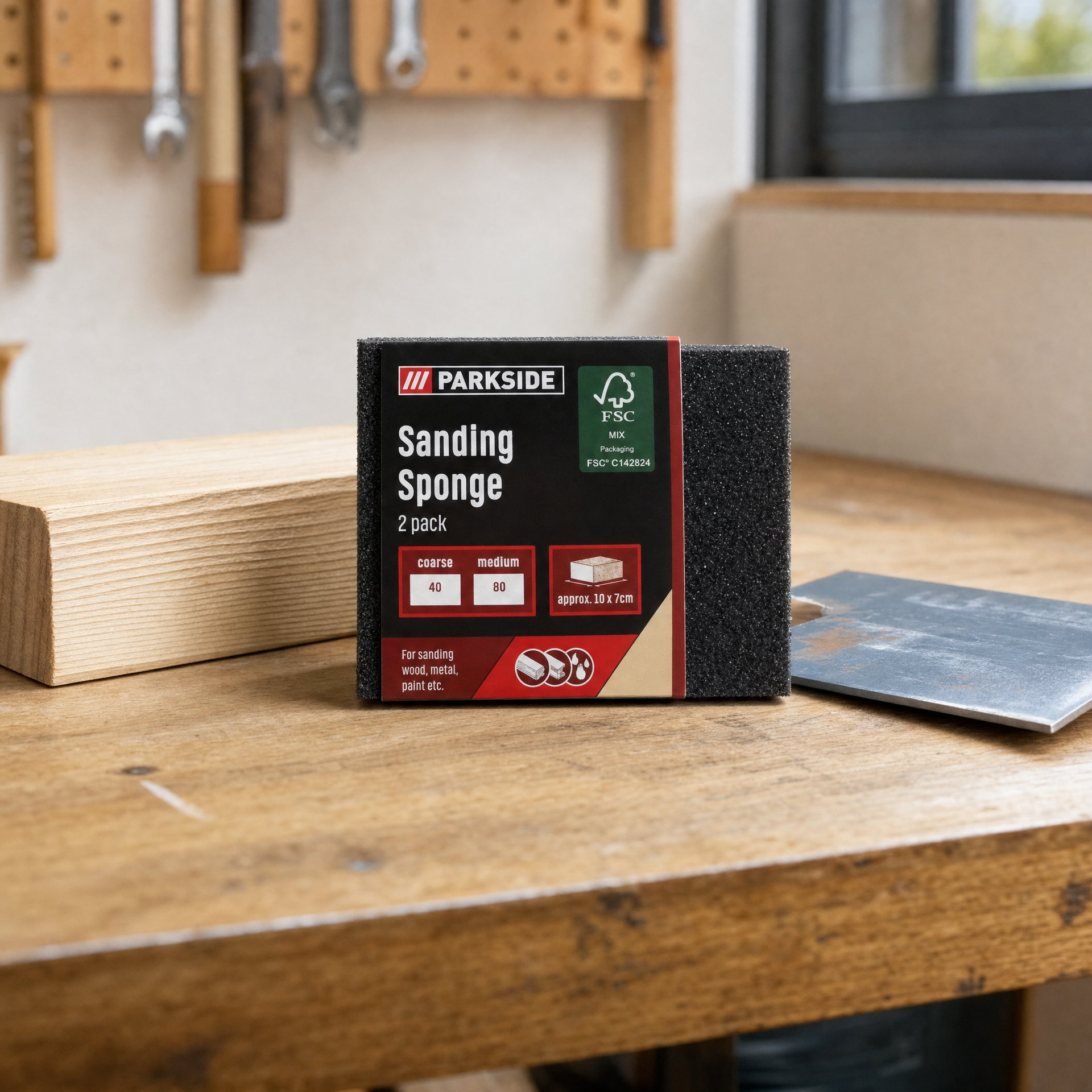 PARKSIDE Esponjas de Lijado Grano 40 y 80, Pack de 2