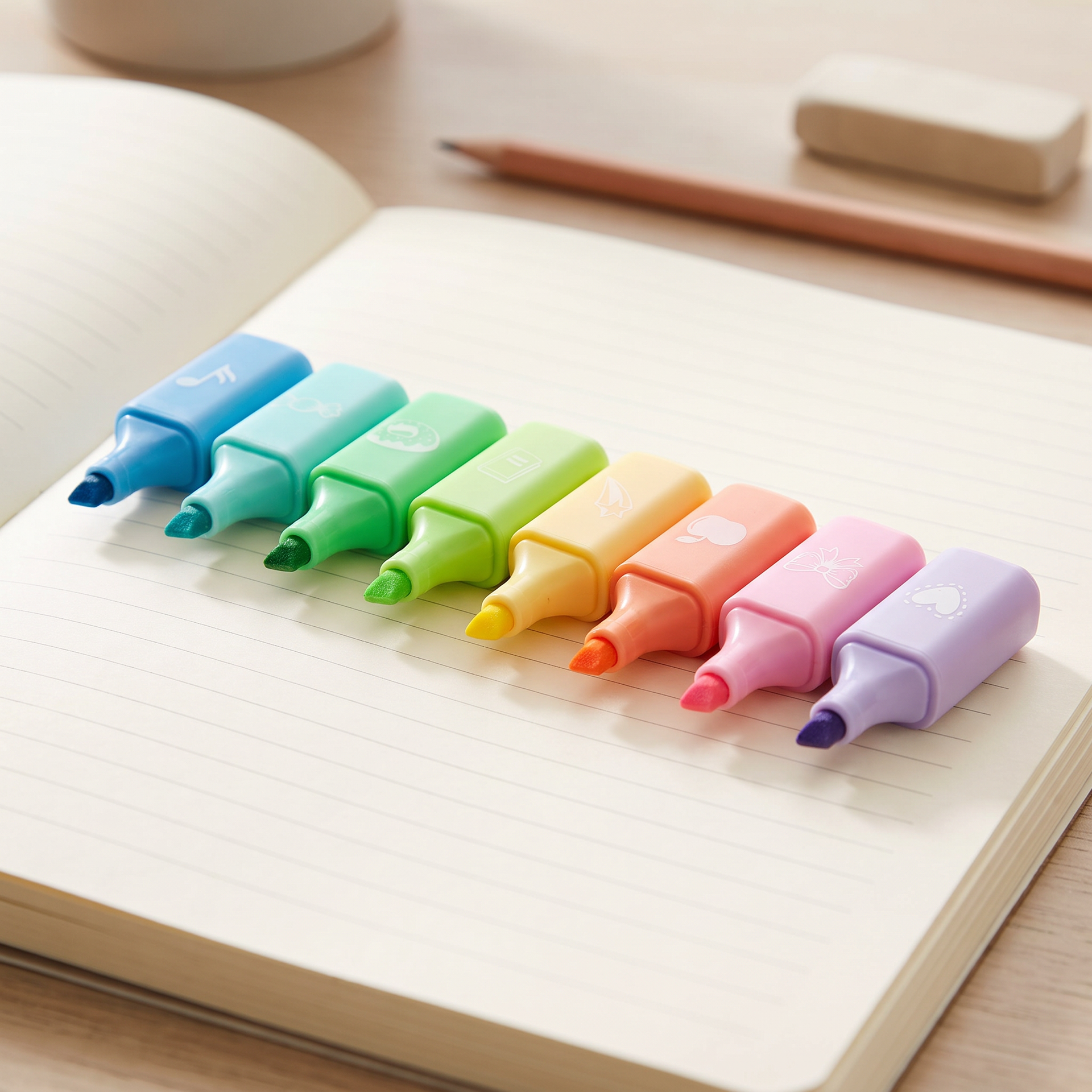United Office Mini Subrayadores Pastel – Pack de 8
