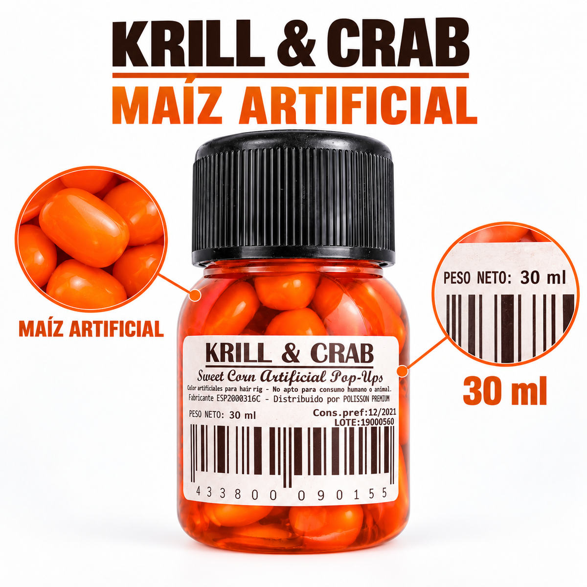 Características de Krill & Crab Sweet Corn Artificial Pop-Ups