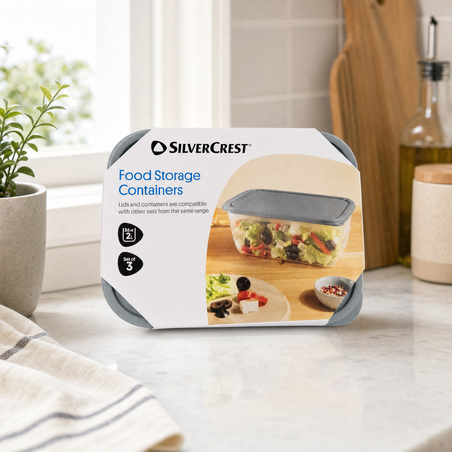 Silvercrest Pack de 3 recipientes para conservar alimentos con tapas