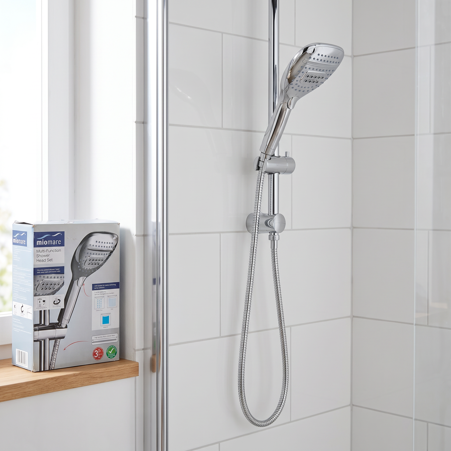 Miomare Set de Ducha Multifunción con Flexo 175 cm — Embalaje con roces
