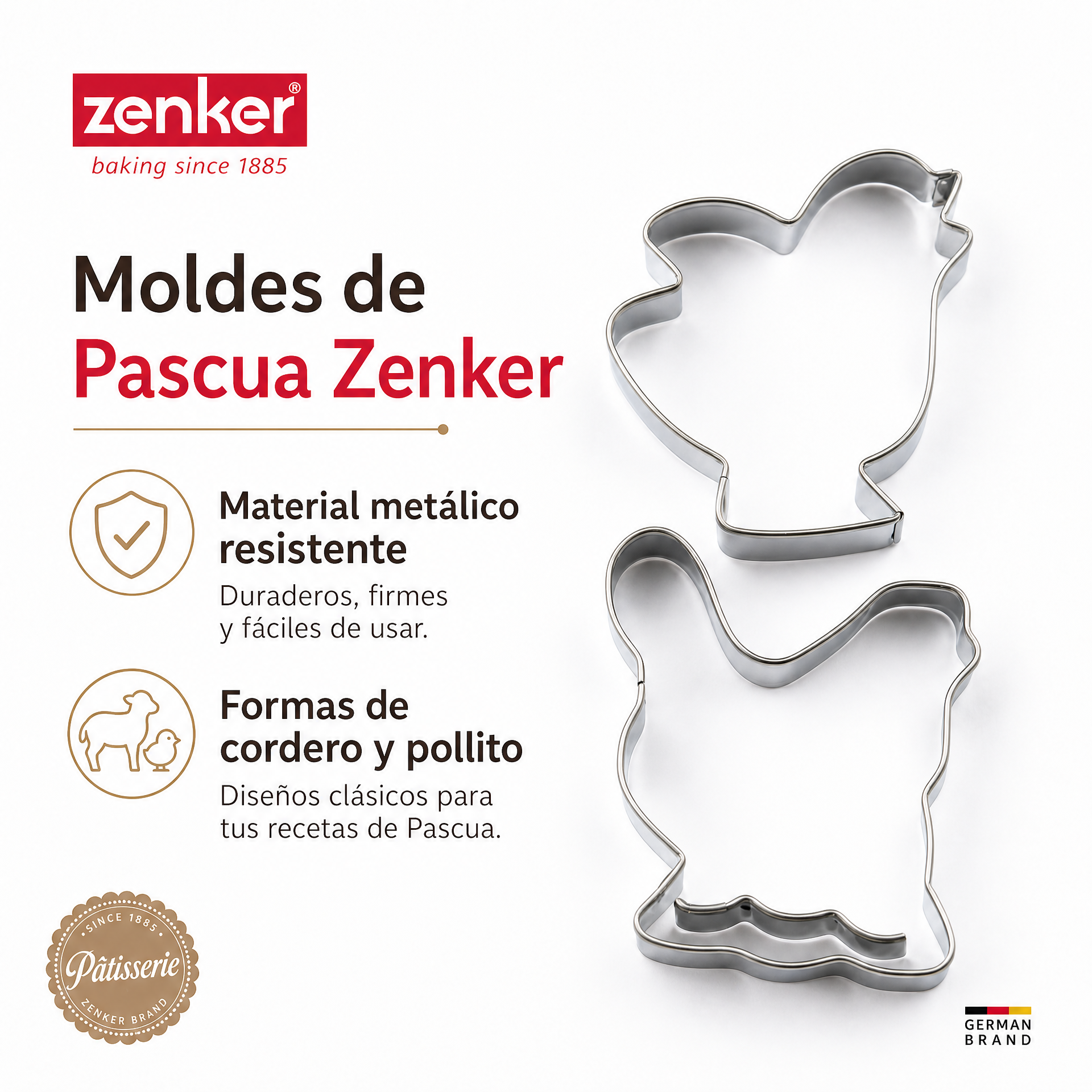 Set de 2 Moldes para Galletas Zenker - Cordero y Pollito