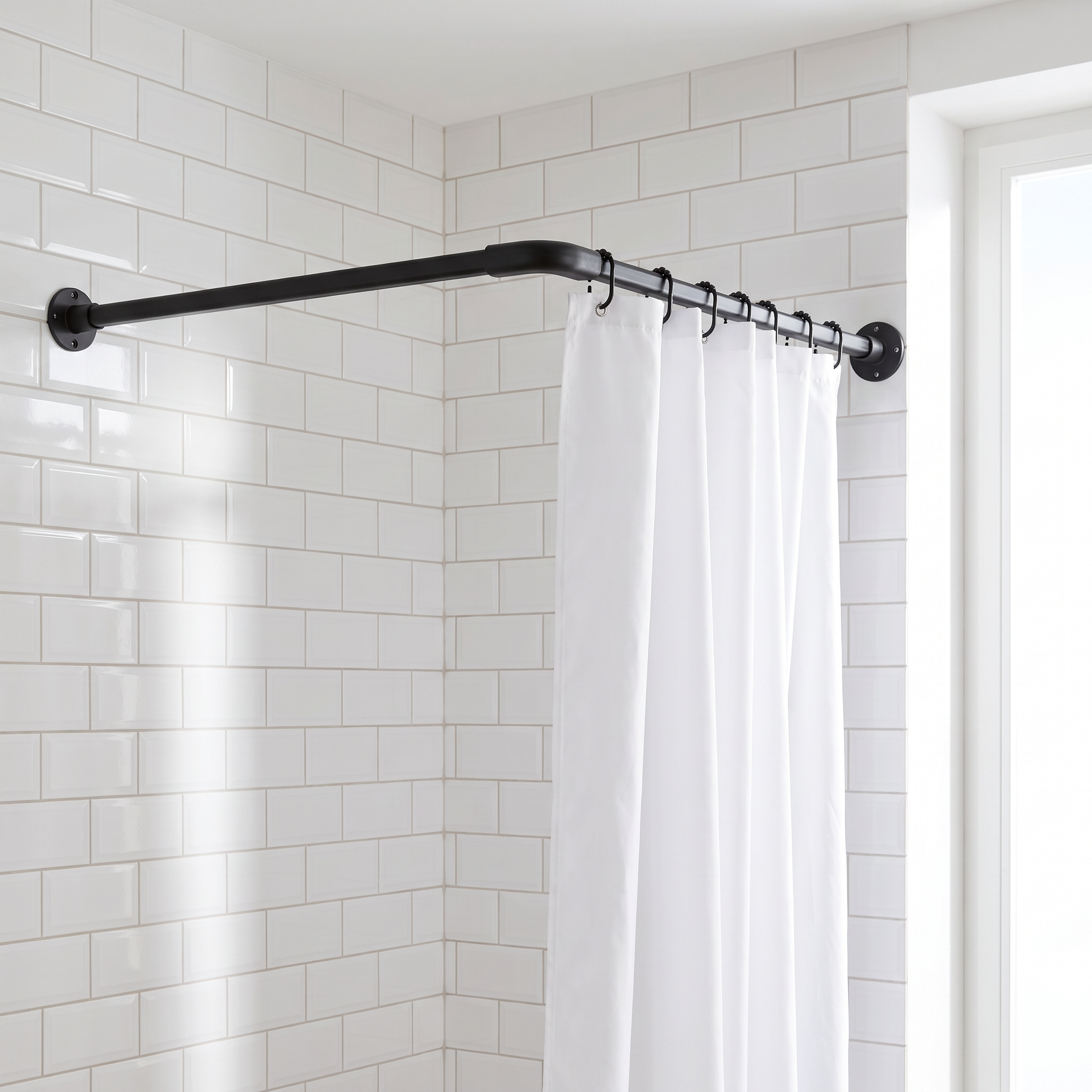 Livarno Home Barra Flexible para Cortina de Ducha Negra