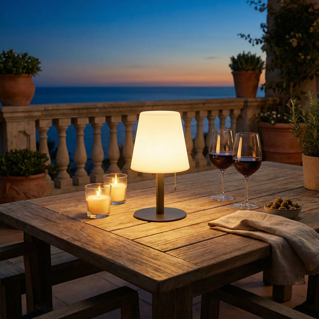 Lámpara de Mesa LED Exterior IP44 Recargable USB Cuerpo Metálico | Casalux