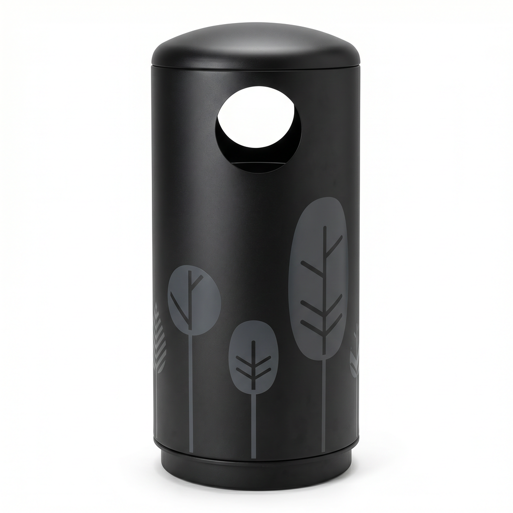 Papelera Exterior Vilagrasa COSMOS NEGRA — Peplera Cosmos Negra Con Vinilos