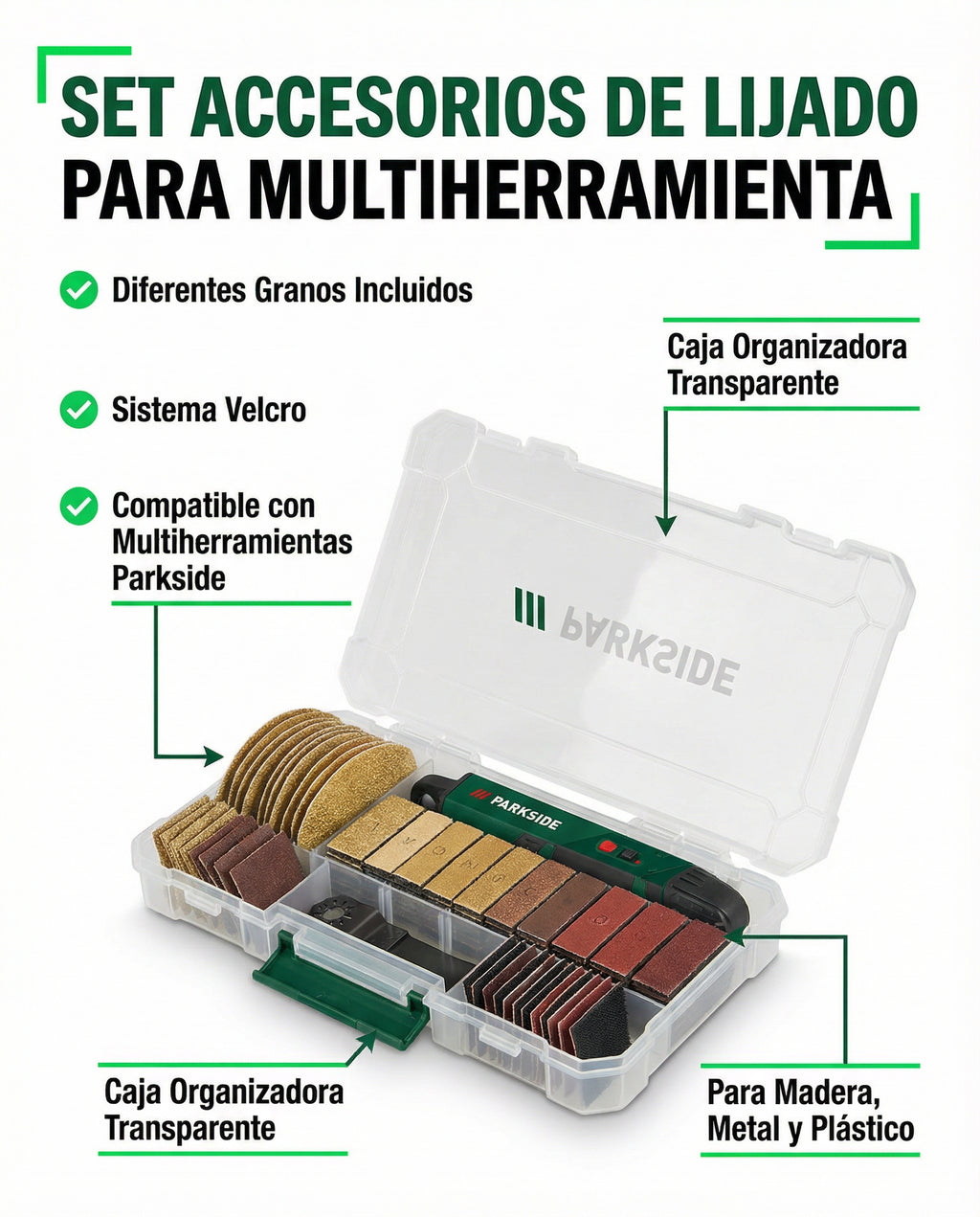 Set Accesorios de Lijado para Multiherramienta con Caja | Parkside