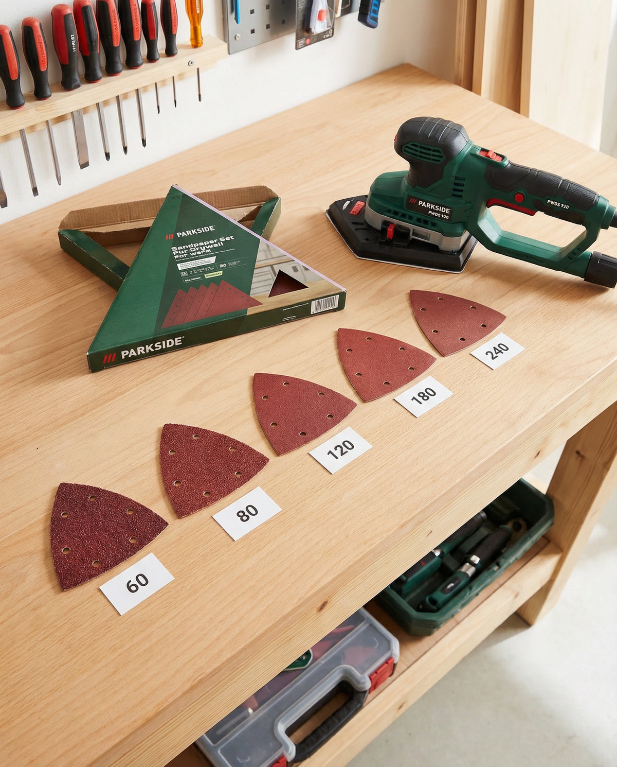Set 20 Lijas para Lijadora de Pared 5 Granos (60-240) | Parkside