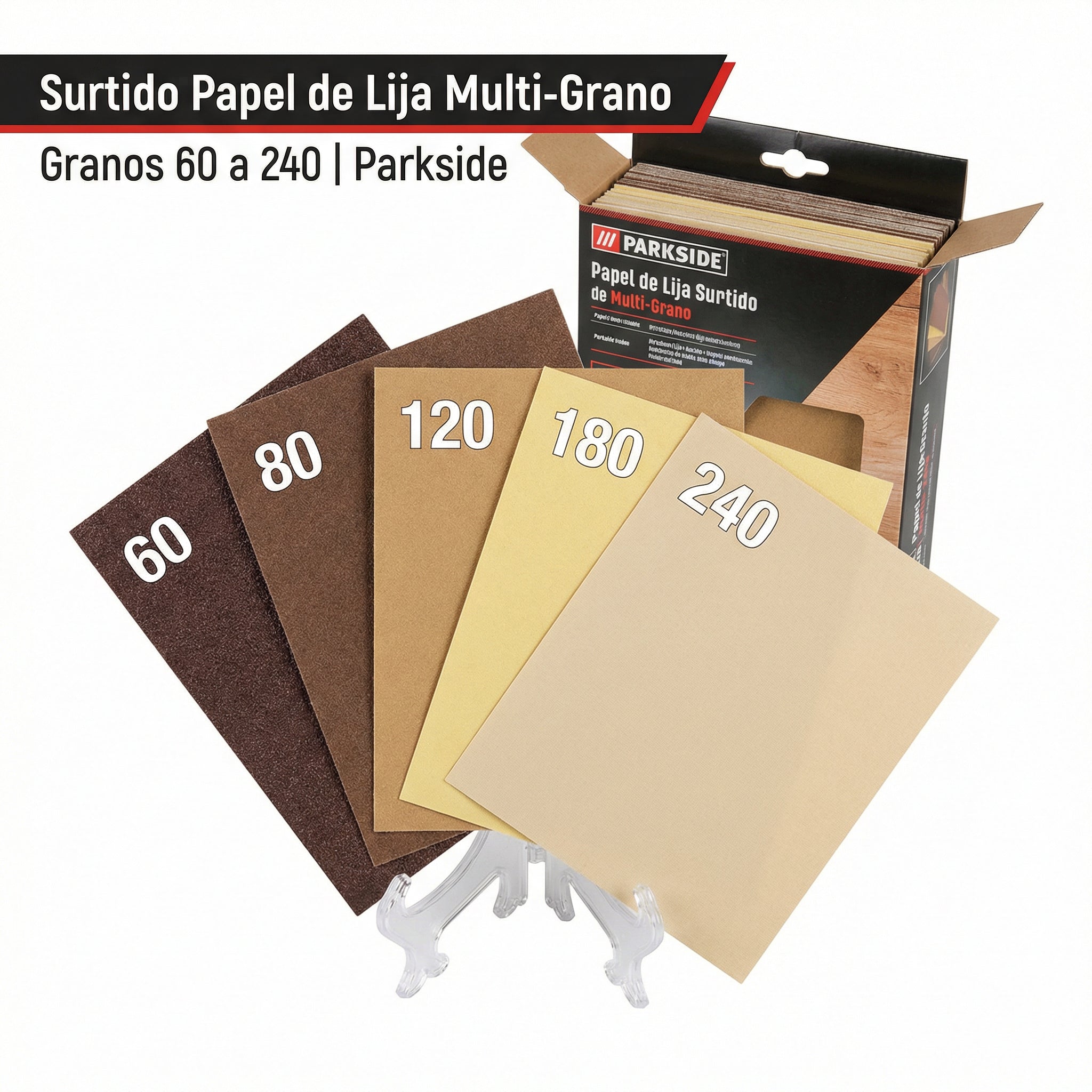 Surtido Papel de Lija Multi-Grano 60 a 240 | Parkside