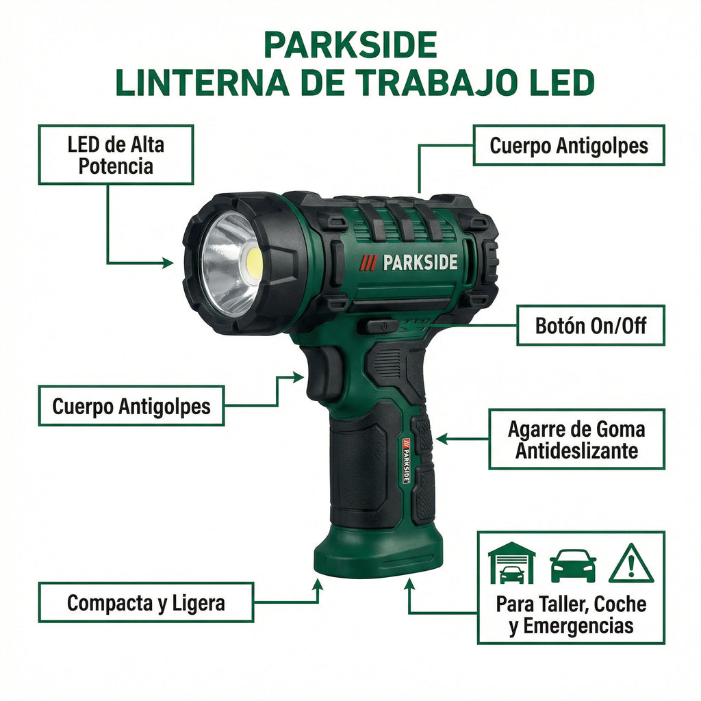 Linterna LED de Trabajo Portátil Compacta | Parkside