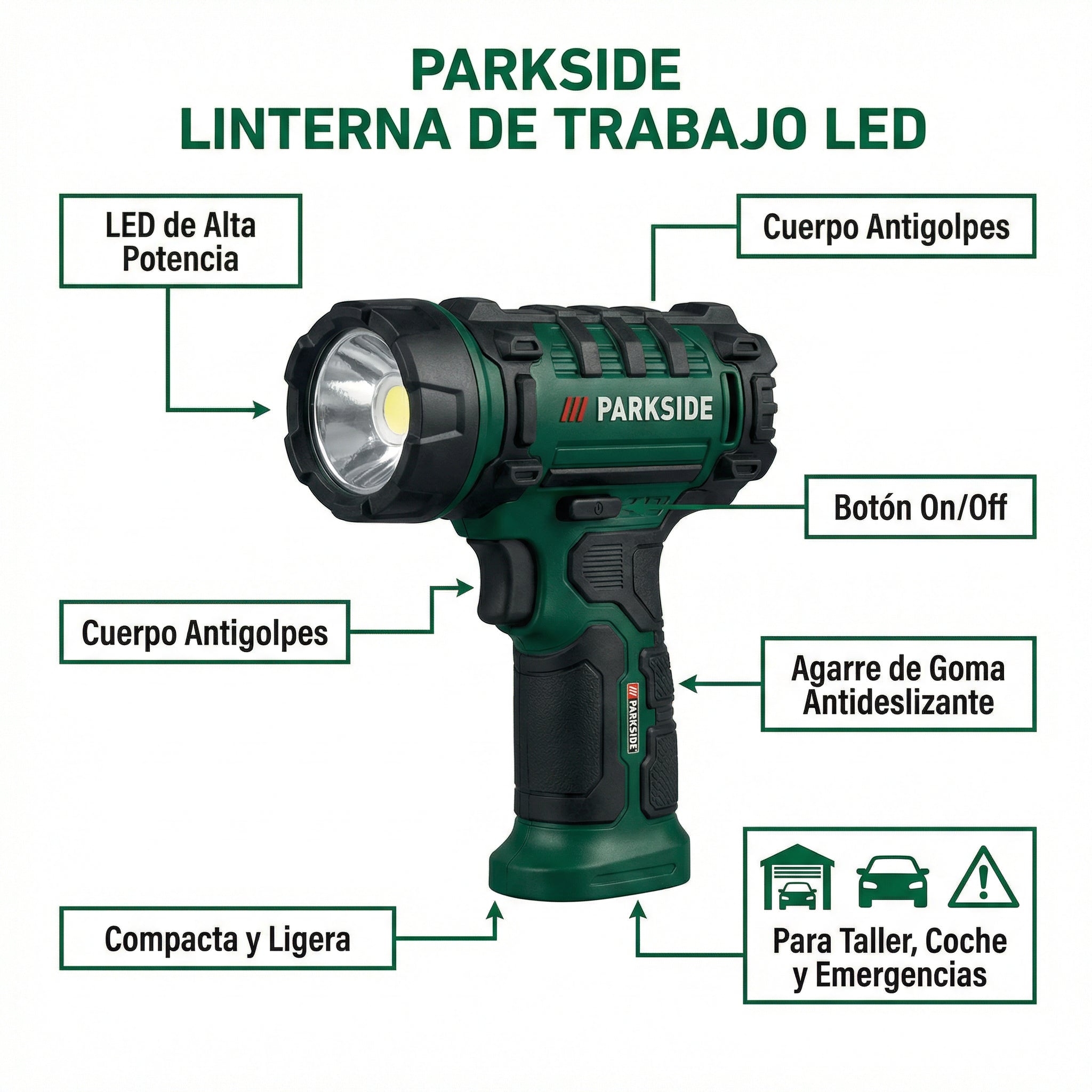 Linterna LED de Trabajo Portátil Compacta | Parkside