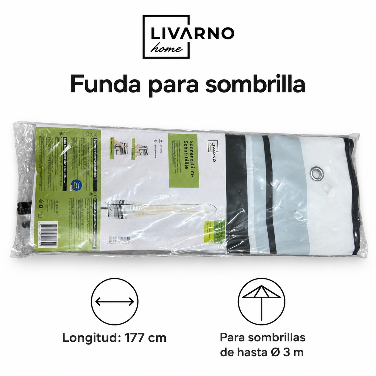 Livarno Home funda para sombrilla 177 cm: características y compatibilidad indicada