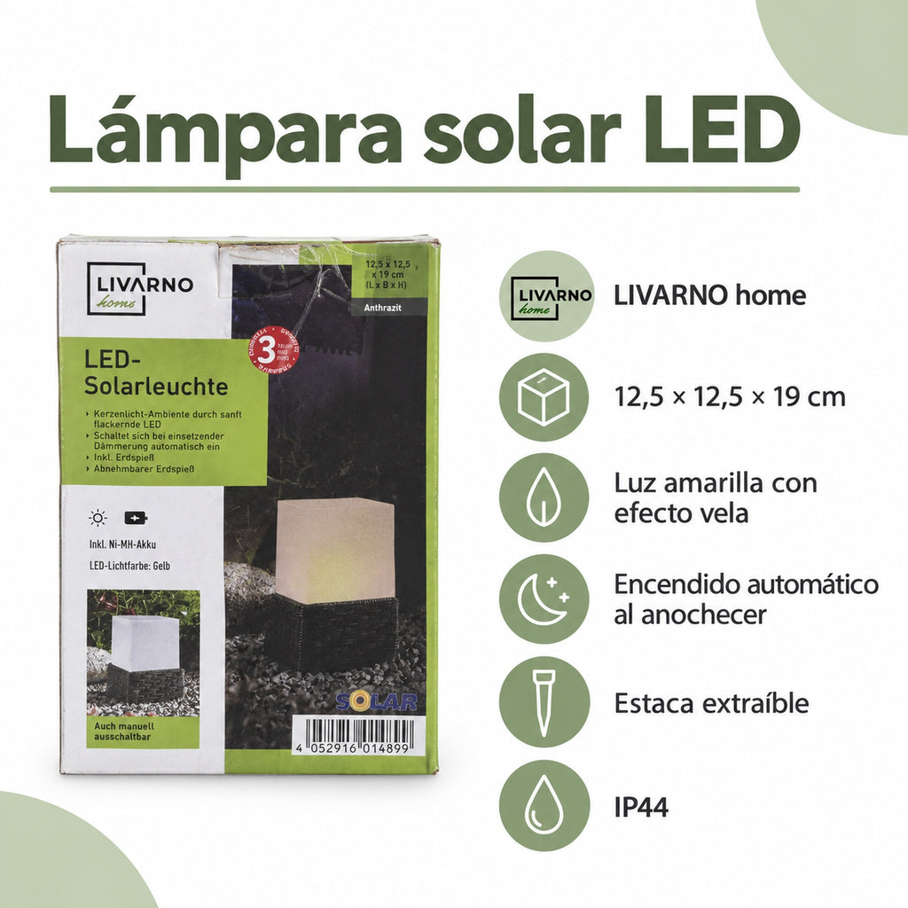 LIVARNO home lámpara solar cuadrada antracita — 03-informacion