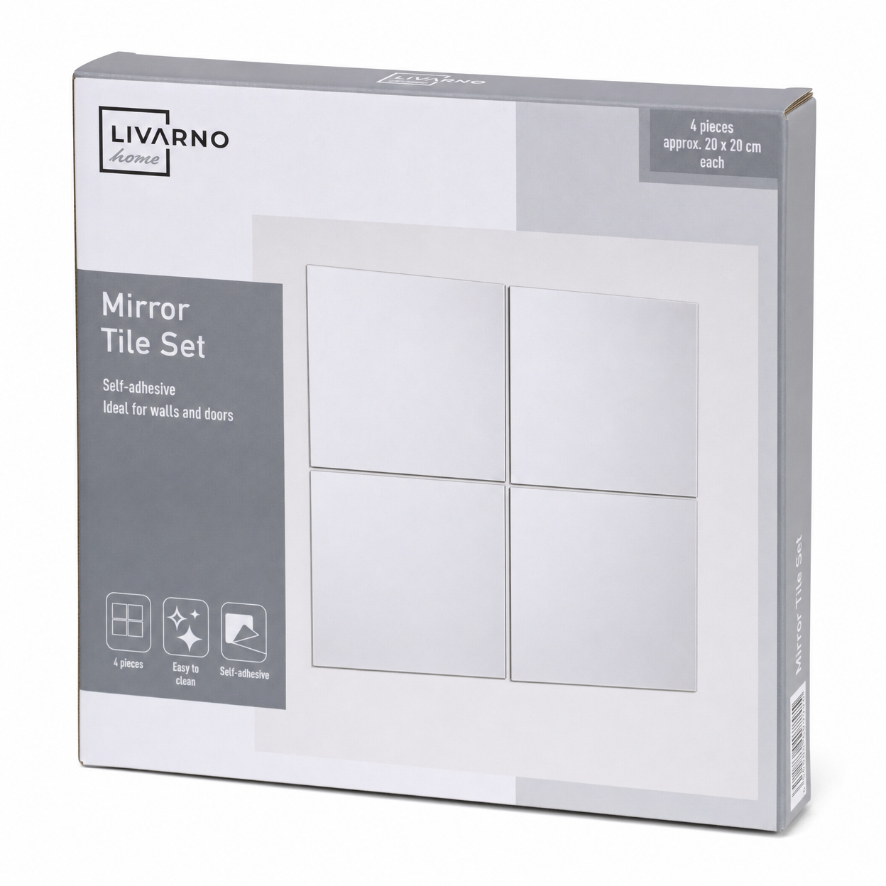 Set Espejos Adhesivos Livarno Home — 4 Piezas (20x20cm)