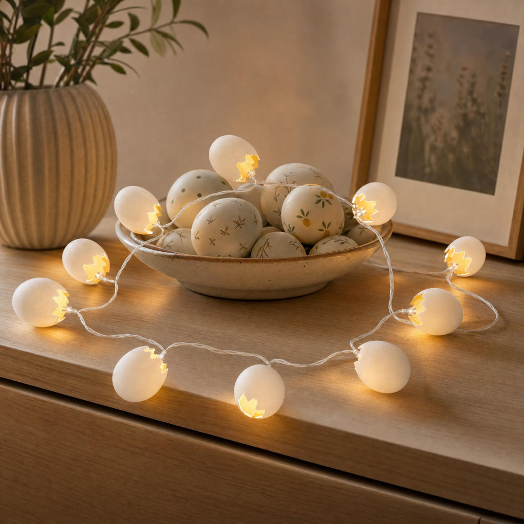 Guirnalda LED de huevos LIVARNO HOME · 10 luces a pilas