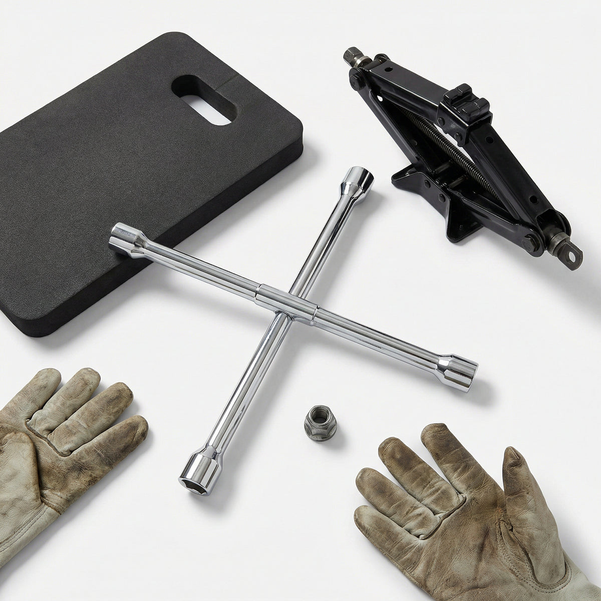 Llave de Ruedas en Cruz 4 Vías 17/19/21/23mm + Almohadilla | Parkside