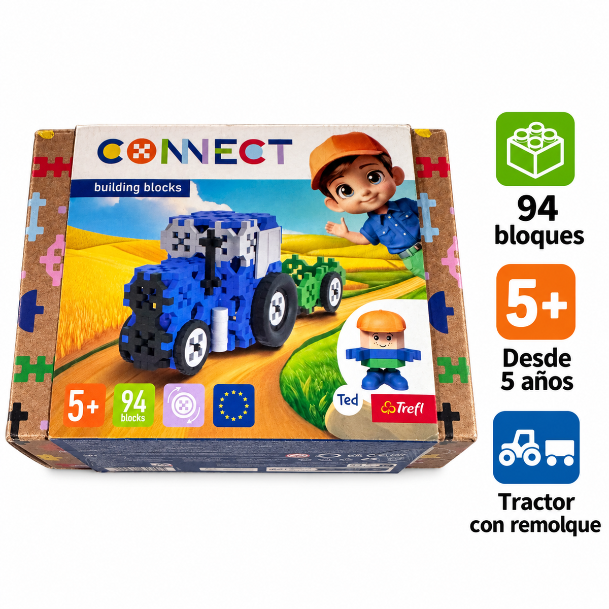 Trefl Connect: 94 bloques, desde 5 años y tractor con remolque