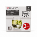 Ernesto pack de cuatro cubitos reutilizables de acero inoxidable: caja original en fondo blanco