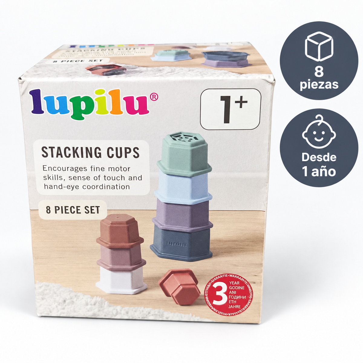 Lupilu vasos apilables: 8 piezas, desde 1 año según la caja