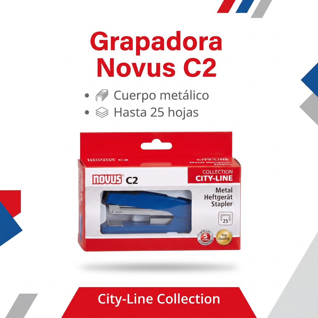 Novus C2 Grapadora Metálica Azul — Hasta 25 Hojas