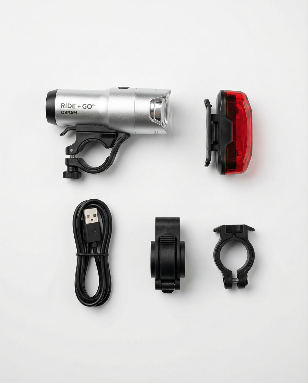 Set Luces LED Premium Bicicleta 100 Lux Delantera + Trasera OSRAM TÜV | Ride+Go