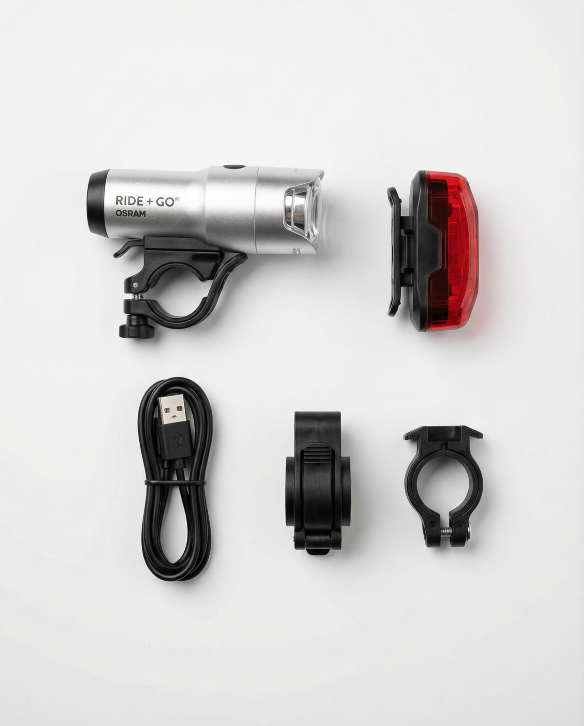 Set Luces LED Premium Bicicleta 100 Lux Delantera + Trasera OSRAM TÜV | Ride+Go