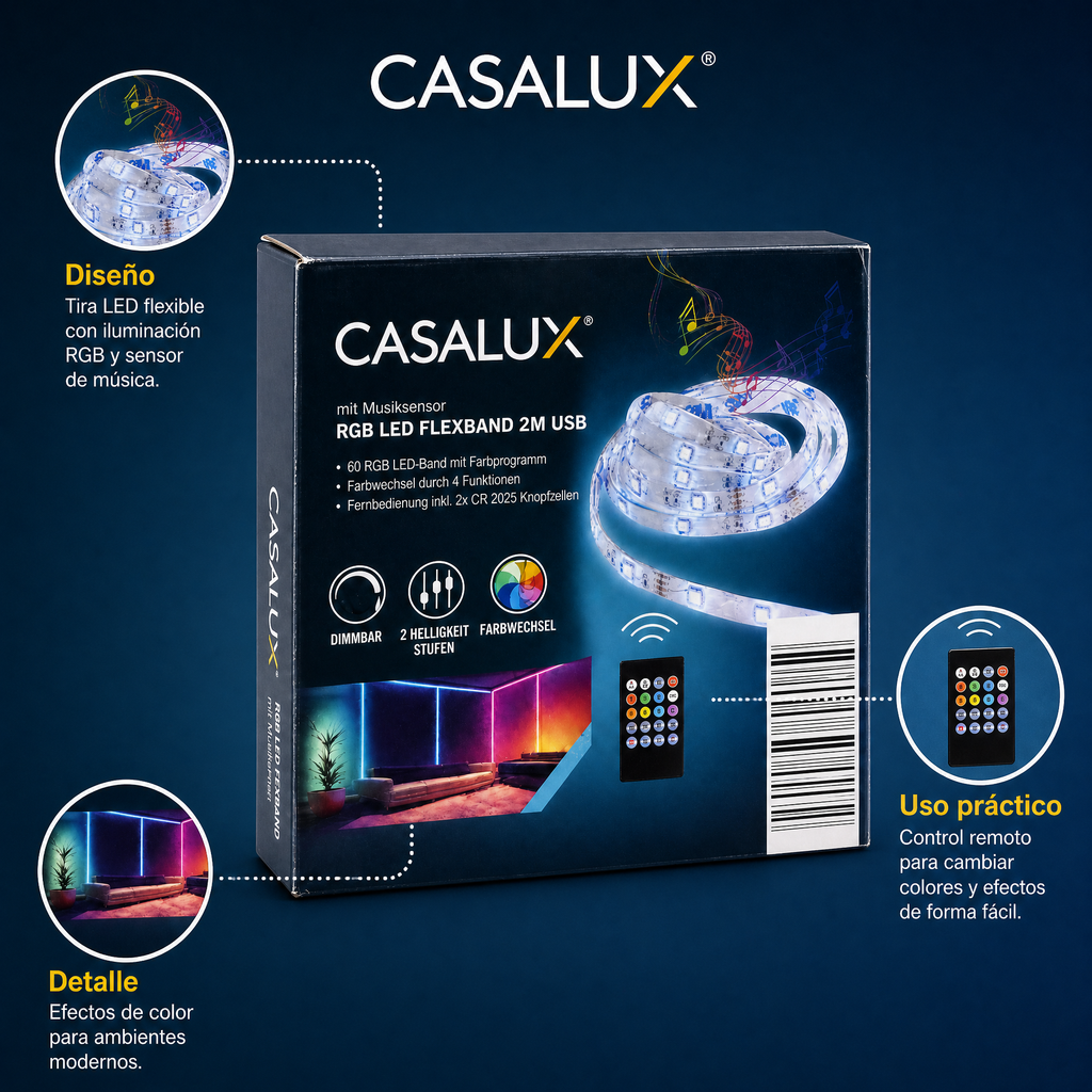 Casalux Tira LED flexible con mando a distancia