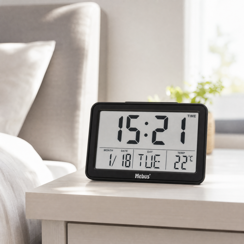 Mebus reloj despertador digital con pantalla extra grande y termómetro