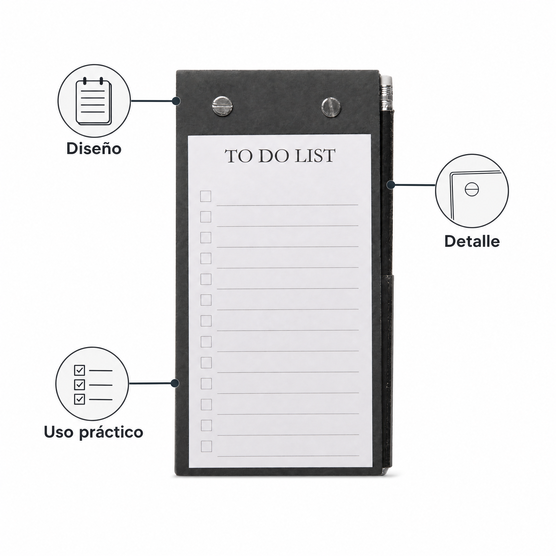 Bloc magnético TO DO LIST negro para nevera