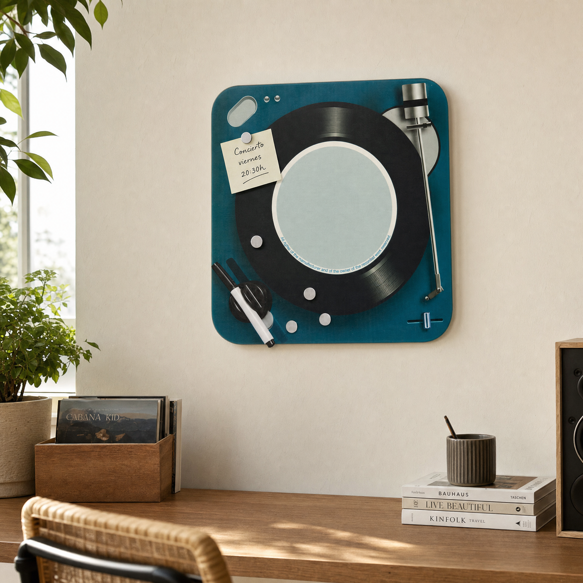 United Office Pizarra Magnética de Cristal Vinilo Retro 33 × 33 cm