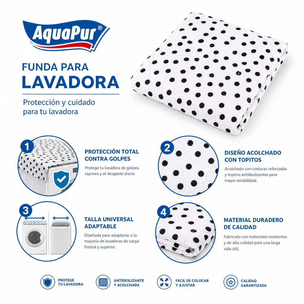 AquaPur Funda Lavadora Acolchada Topitos